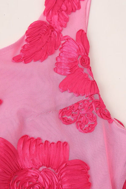 Barbara Floral Appliqu茅 Mesh Maxi Dress