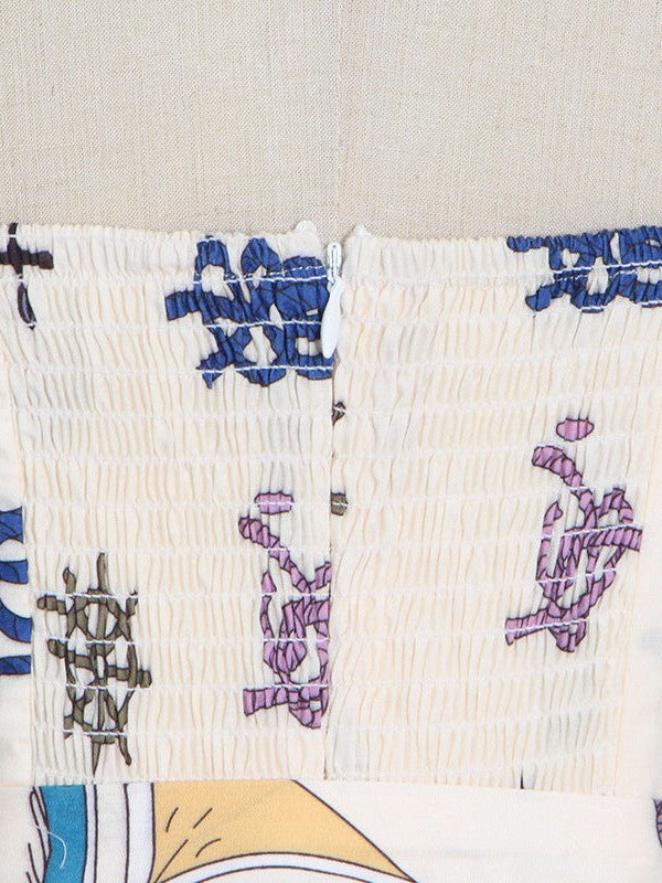 Beach Print Cutout Sundress Maxi Dress