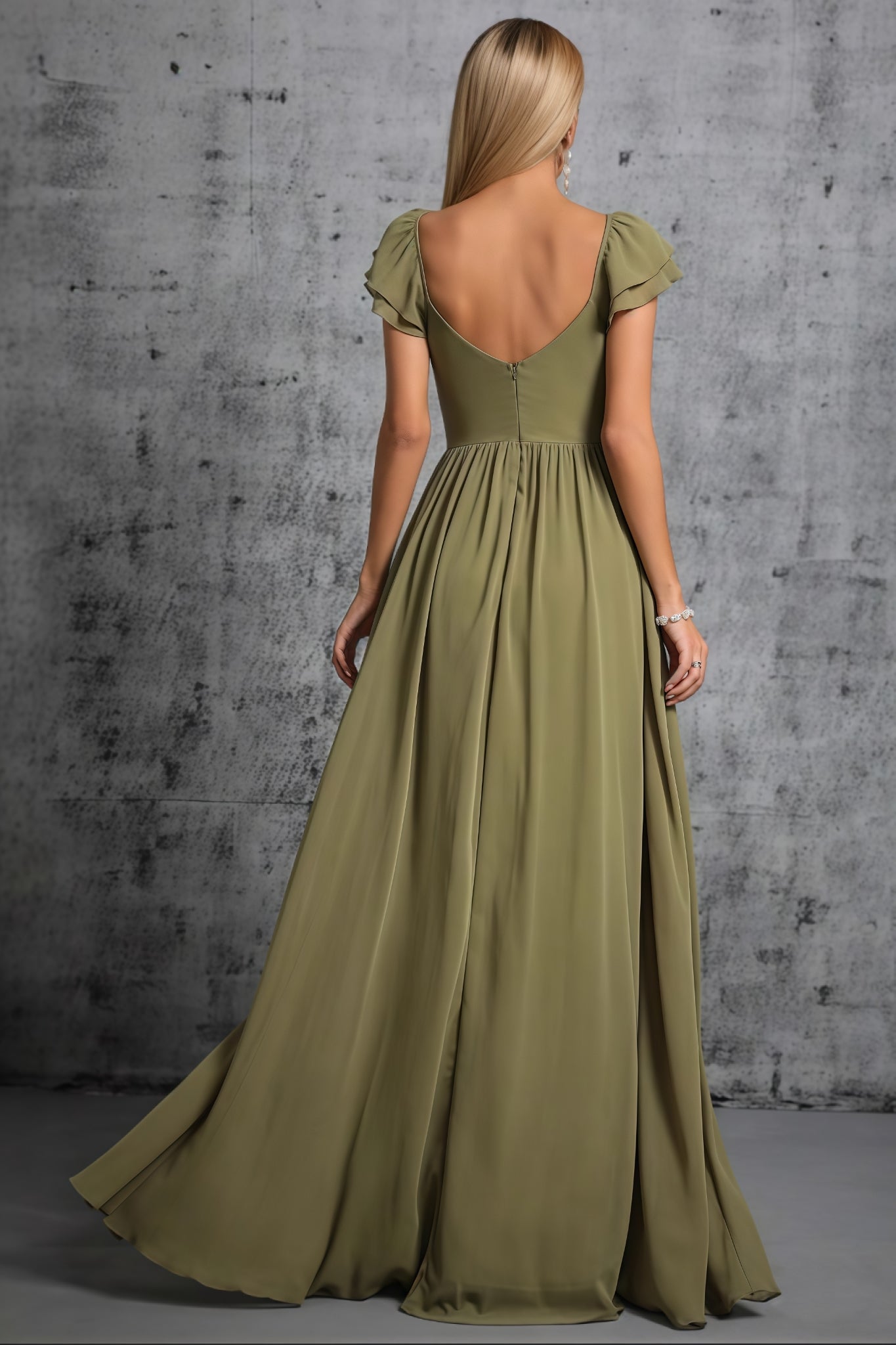 Kendra Green Split Front Tie Front Maxi Dress