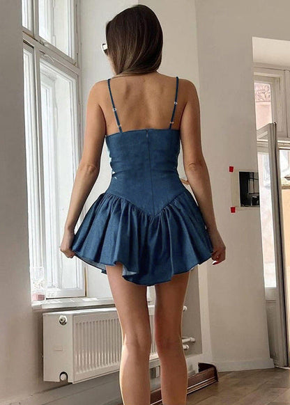 Indigo Charm - Denim Bustier Mini Dress