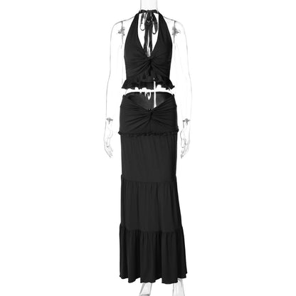 Shawna Twisted Halter Maxi Skirt Set