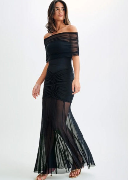 Noir Enchanté - Sheer Off-Shoulder Gown