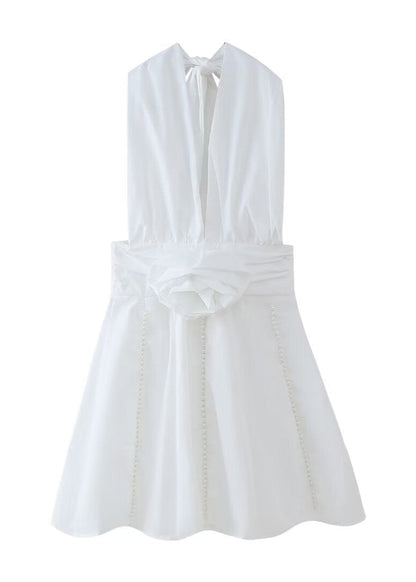 Rosalie - Halter Neck Mini Dress with Pearl Details