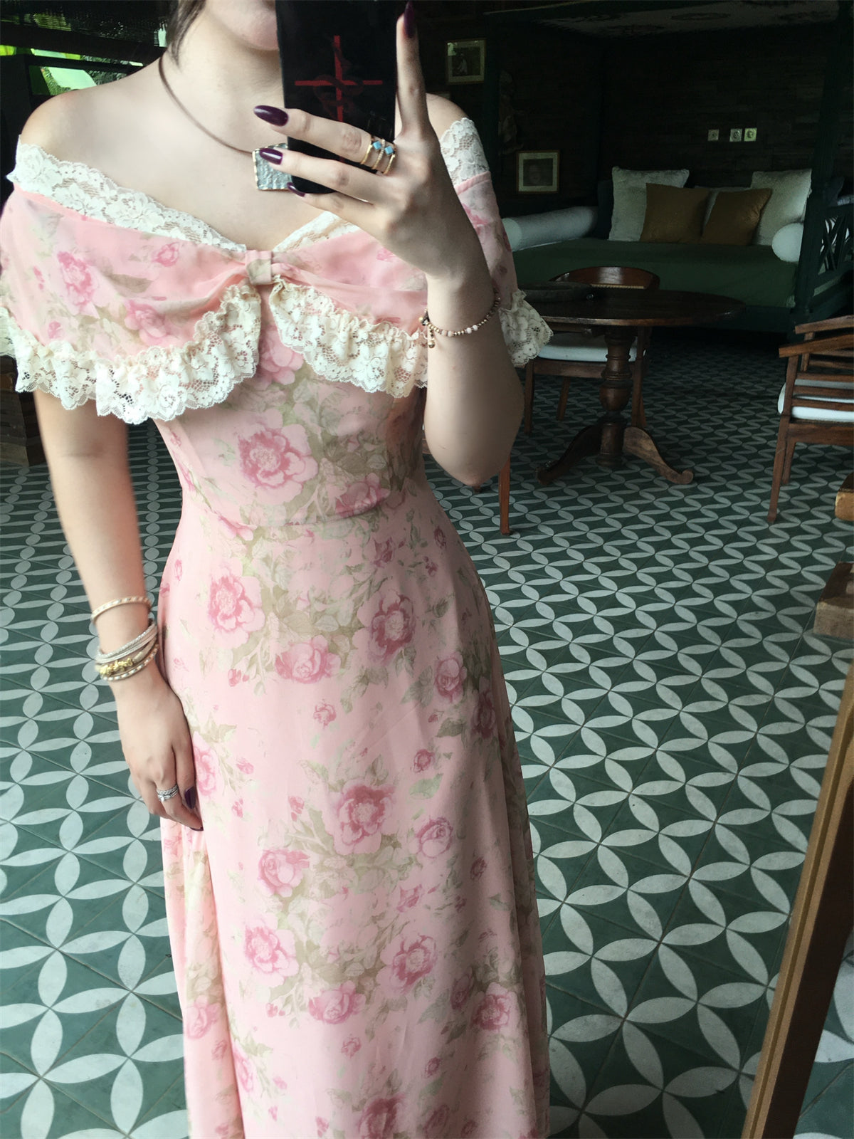 Spring Serenity Dual-Wear Maxi Sheer Cinnamon Pink Fairy Dress 2025 gunne sax vintage dress