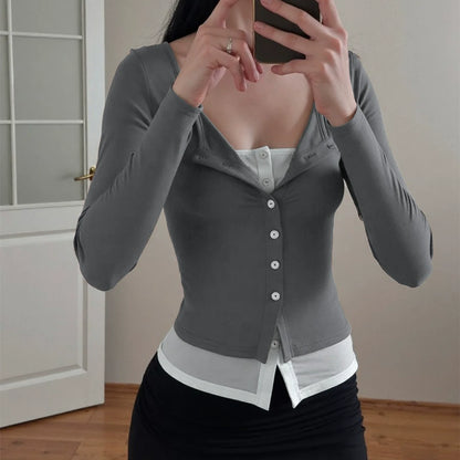 Avary Patchwork Faux Layer Top