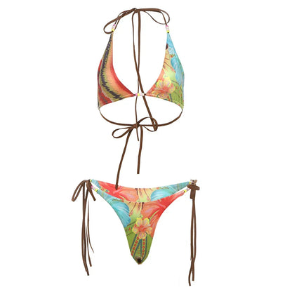 Printed Halter Bikini Set