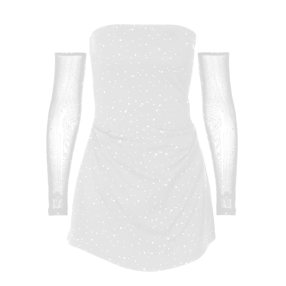 Glitter gloves solid tube mini dress