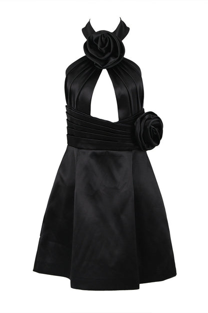 Simona Halter Cutout Floral Satin Mini Dress