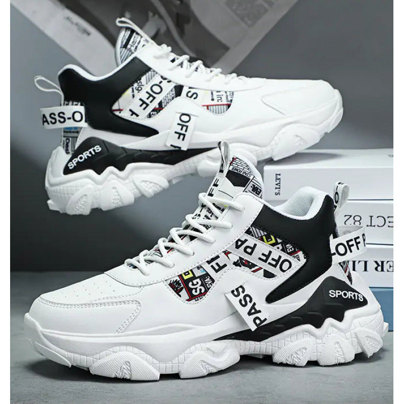 Women's Trendy Platform Sneakers With Letter Imprints And Lace Up Fit