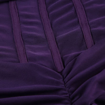 Long sleeve off shoulder mesh corset maxi dress