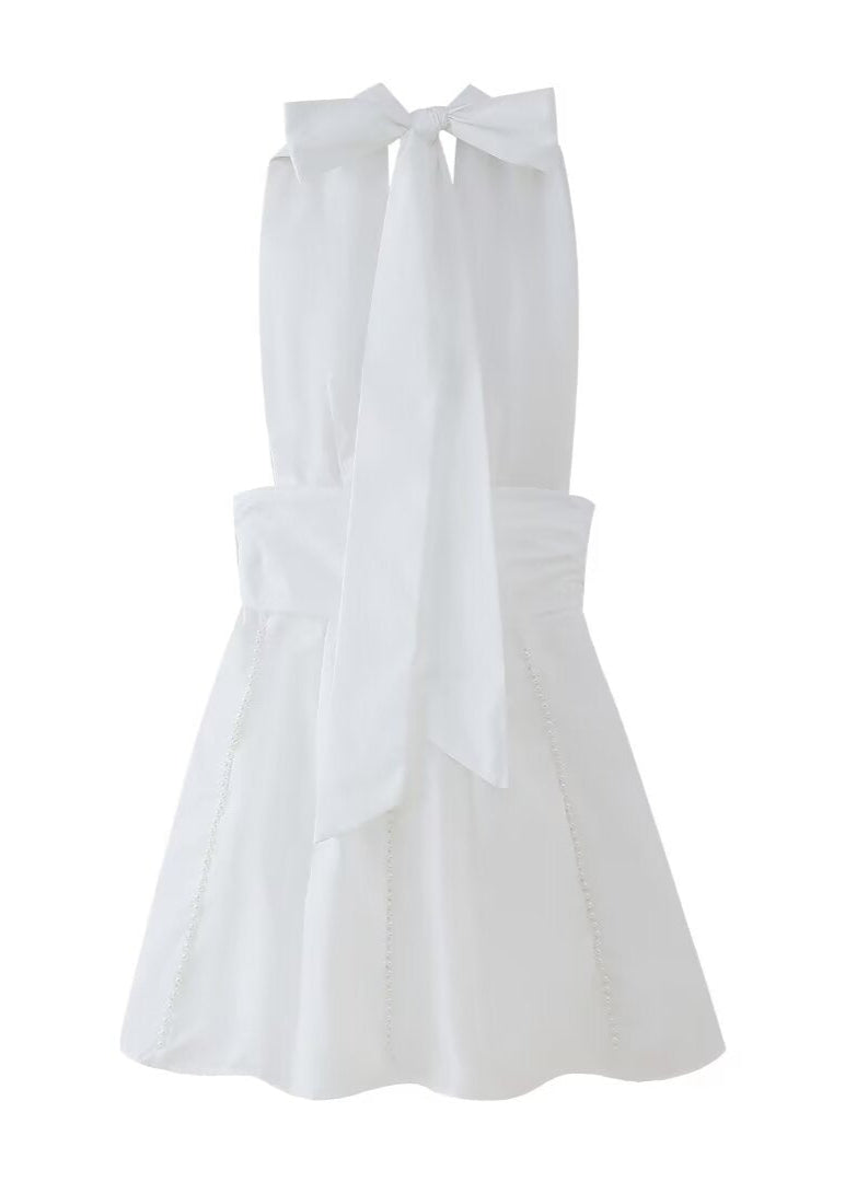 Rosalie - Halter Neck Mini Dress with Pearl Details