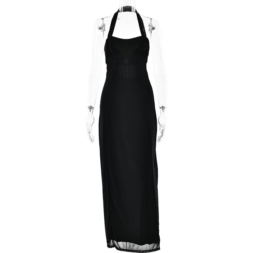 Halter Neck Layered Sweetheart Backless Bodycon Maxi Dress