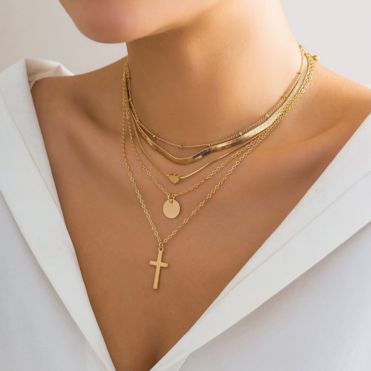 Multi Layer Cross Pendant Gothic Necklace