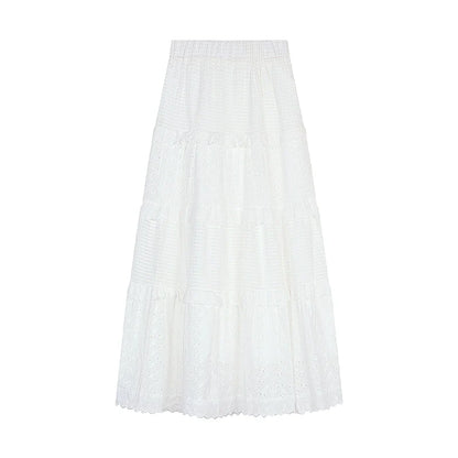 Aaralyn Tiered Lace Midi Skirt