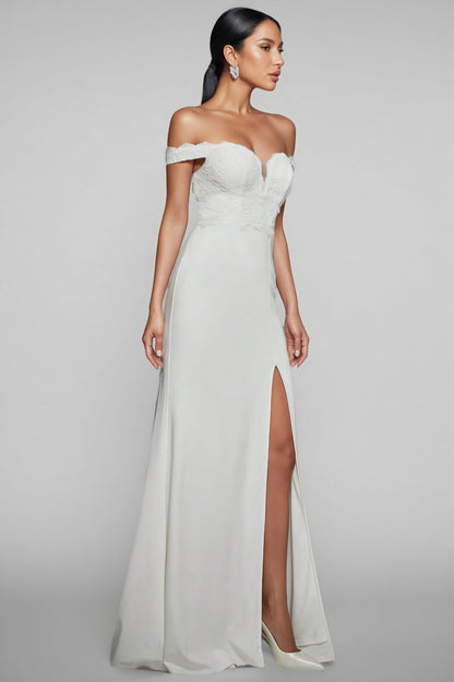 Mira White One Shoulder Split Maxi Dress