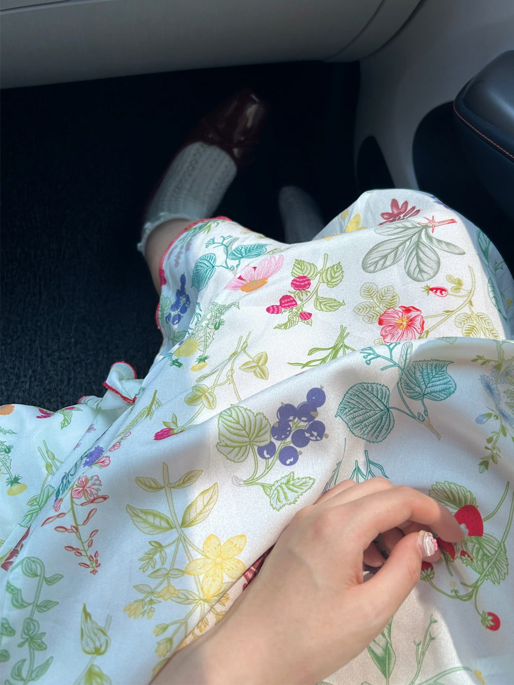 Blush Sunset Floral Dress Off-Shoulder Ruched Tea Party Midi