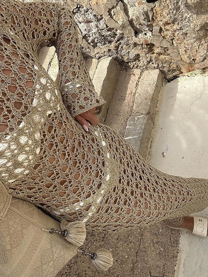 Pele Hollow Out Cutout Holiday Beach Maxi Dress