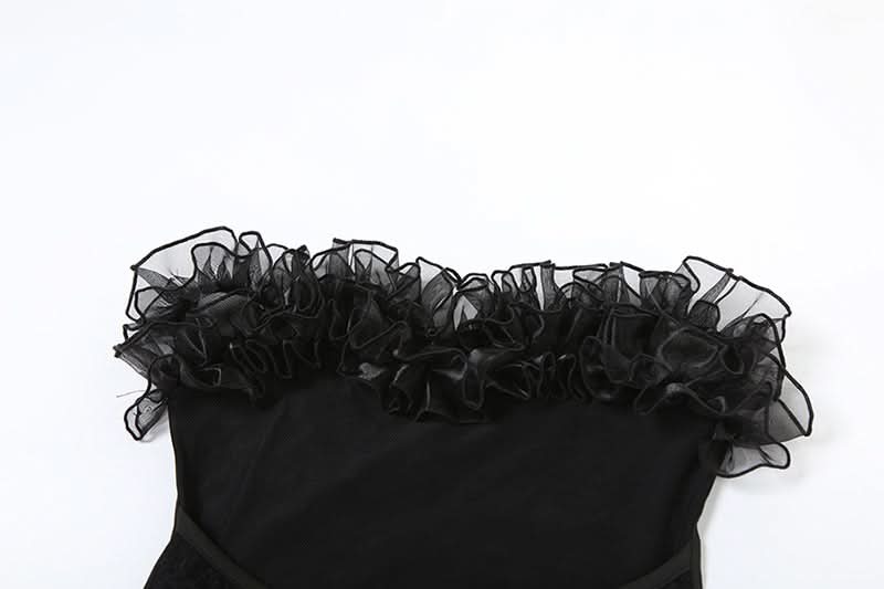 Ruffle mesh corset lace up mini dress