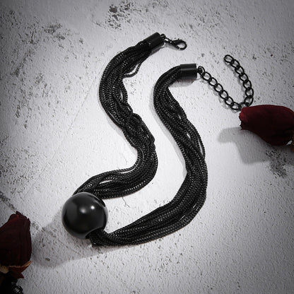 Bold Bead Pendant Choker Layered Necklace