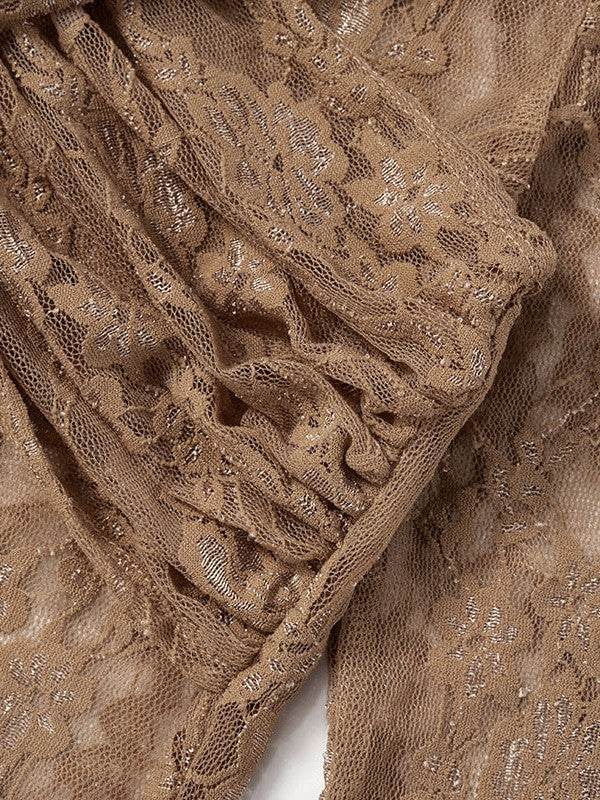 Crew Neck Patchwork Lace See Dress
