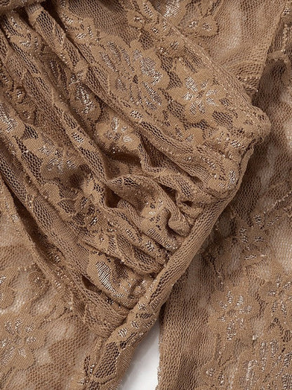 Crew Neck Patchwork Lace See Dress