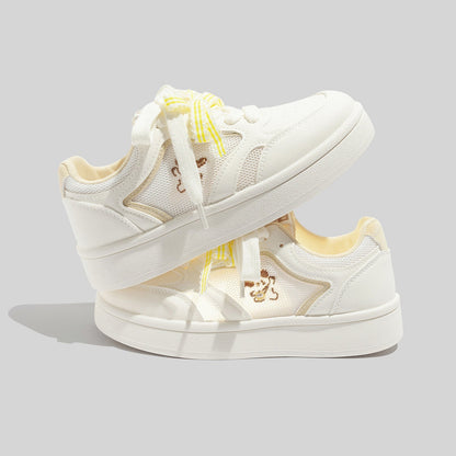 Women's Breathable Laced Up White Mesh Sneakers