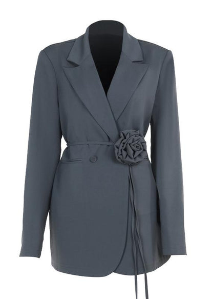 Slate Bloom Belted Blazer