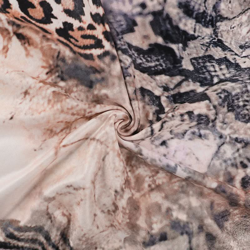 Halter v neck leopard print slit ruffle maxi dress