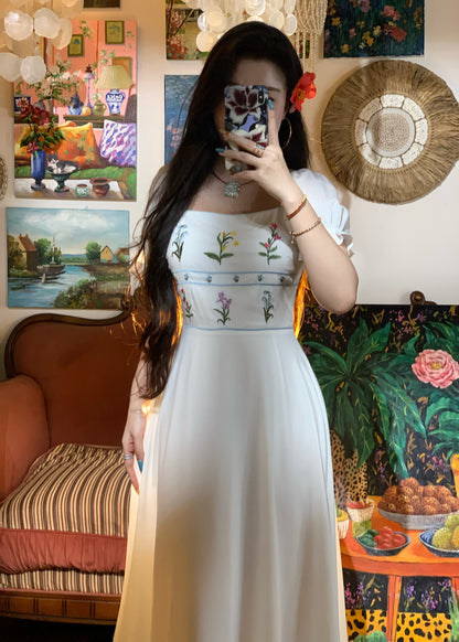 The Botanist White Embroidered Square-Neck Dress Gardencore Spring 2025