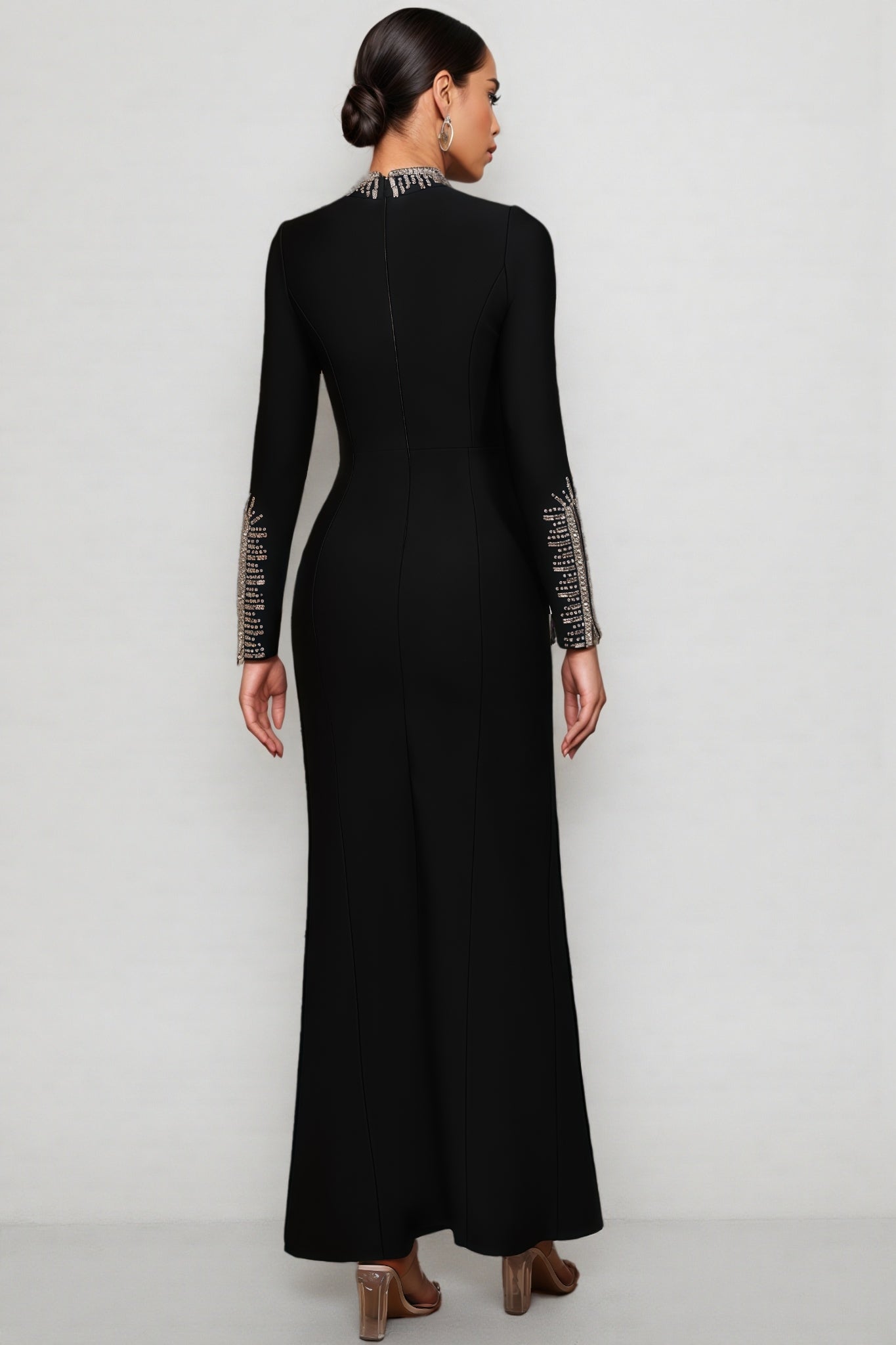 Nyred Black Sequined High Split Maxi Dress