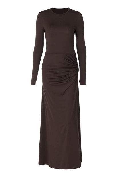 Paula Draped Jersey Maxi Slit Dress