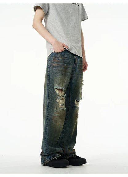 Distressed Baggy Ripped Denim Jeans