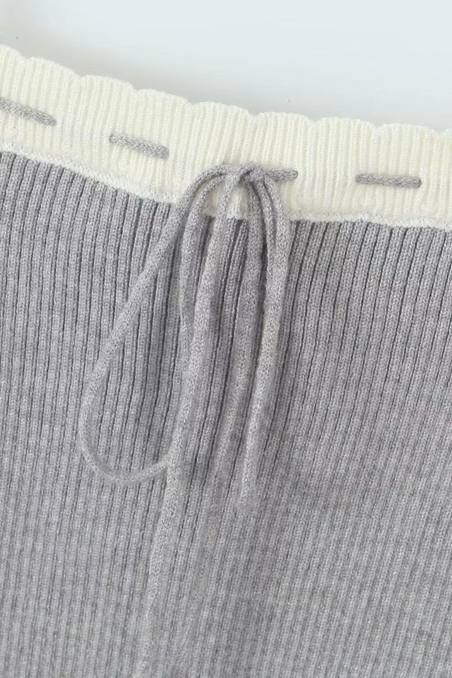 Bowknot Ribbed Three-piece Knitted Set