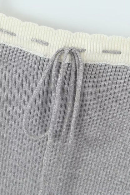 Bowknot Ribbed Three-piece Knitted Set