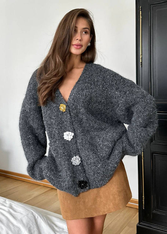 Embellished Button Knit Cardigan