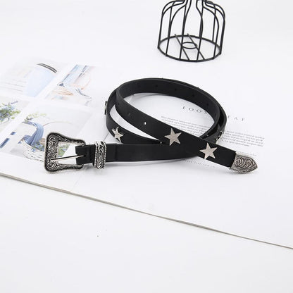 Star PU leather adjustable belt