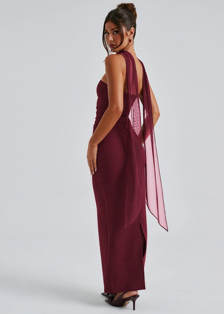 Scarlet Elegance Maxi Dress