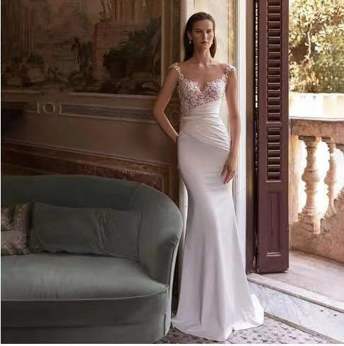 Strapless Satin Mermaid Bridal Wedding Dress