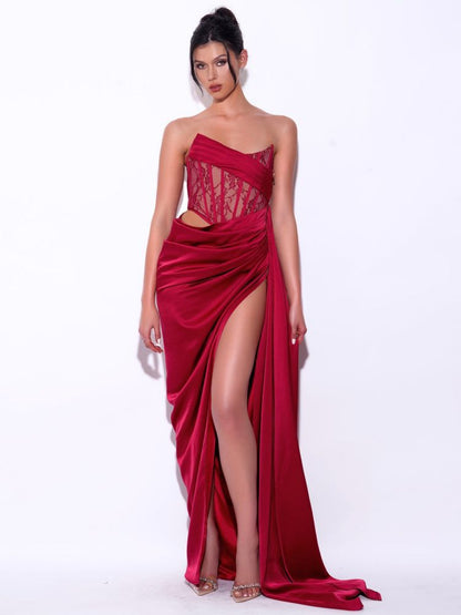 Casual Sexy Black Strapless Bandage Prom Dress