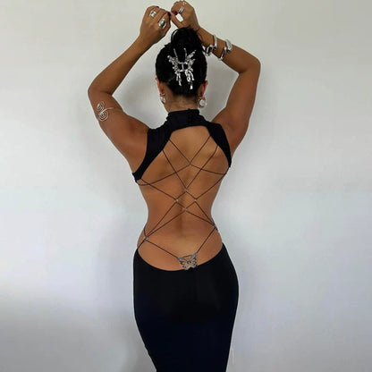 Aviva Backless Lace-Up Dress