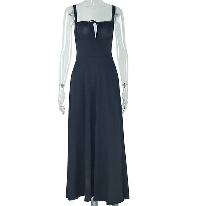 Sweetheart Corset Lace-Up Thigh Slit A-Line Midi Dress