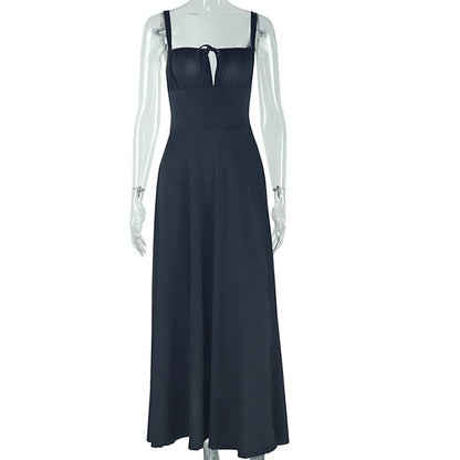 Sweetheart Corset Lace-Up Thigh Slit A-Line Midi Dress