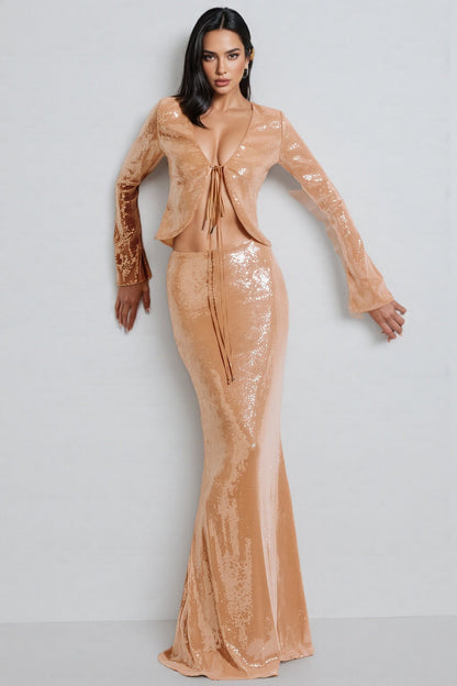 Jacksda Sequined Fishtail Maxi Dress Set
