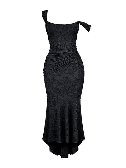 Assymetric Corset Mermaid Maxi Dress