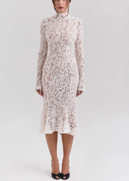 Juliette - High Neck Lace Midi Dress