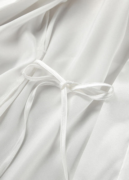 Feather-Trim Satin Robe and Nightgown Set