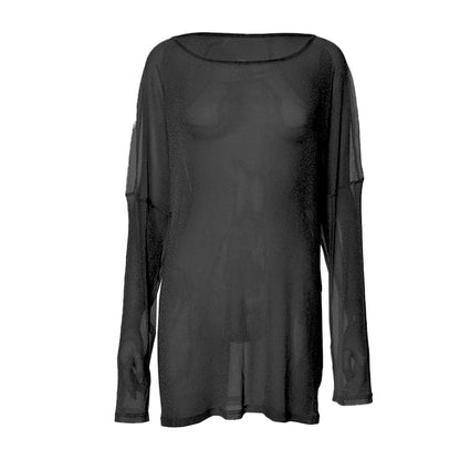 Long sleeve solid see through top