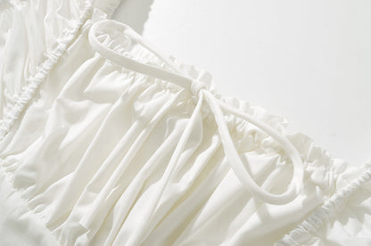 White – High Waist Slim Solid Color Dress