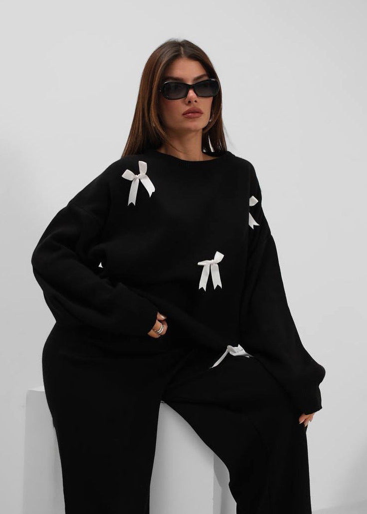 Ribbon-Accented Knit Set