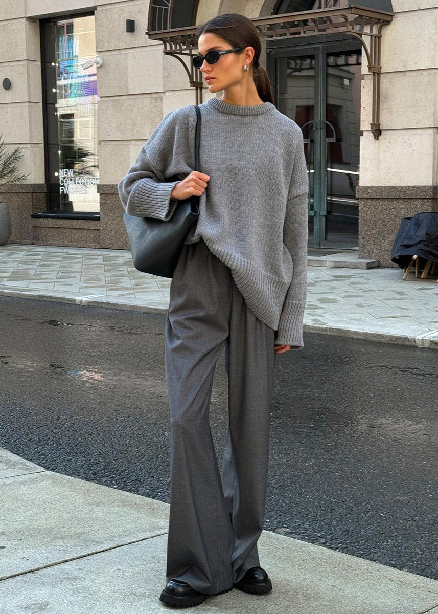 Slate Gray Oversized Knit Sweater